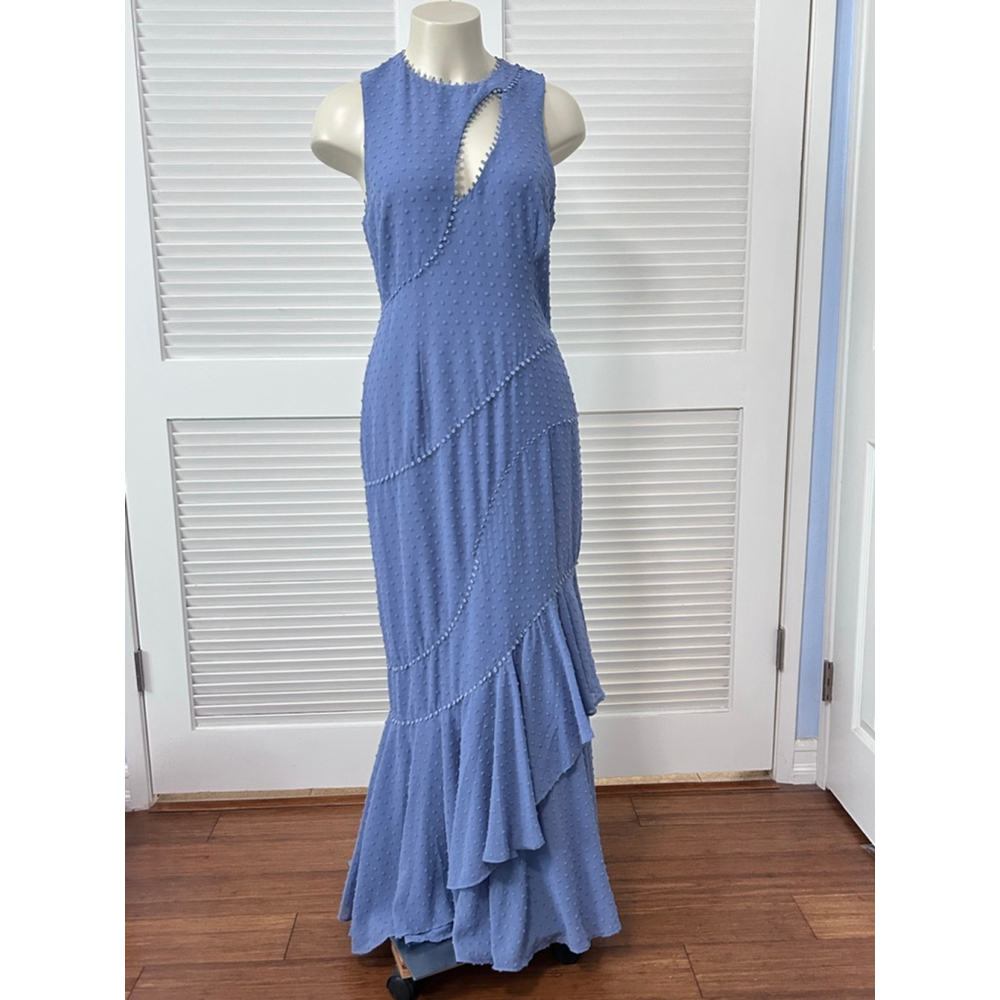 Talulah Sweet Allure Blue Cut Out Maxi Gown Size L Georgette Formal Dress